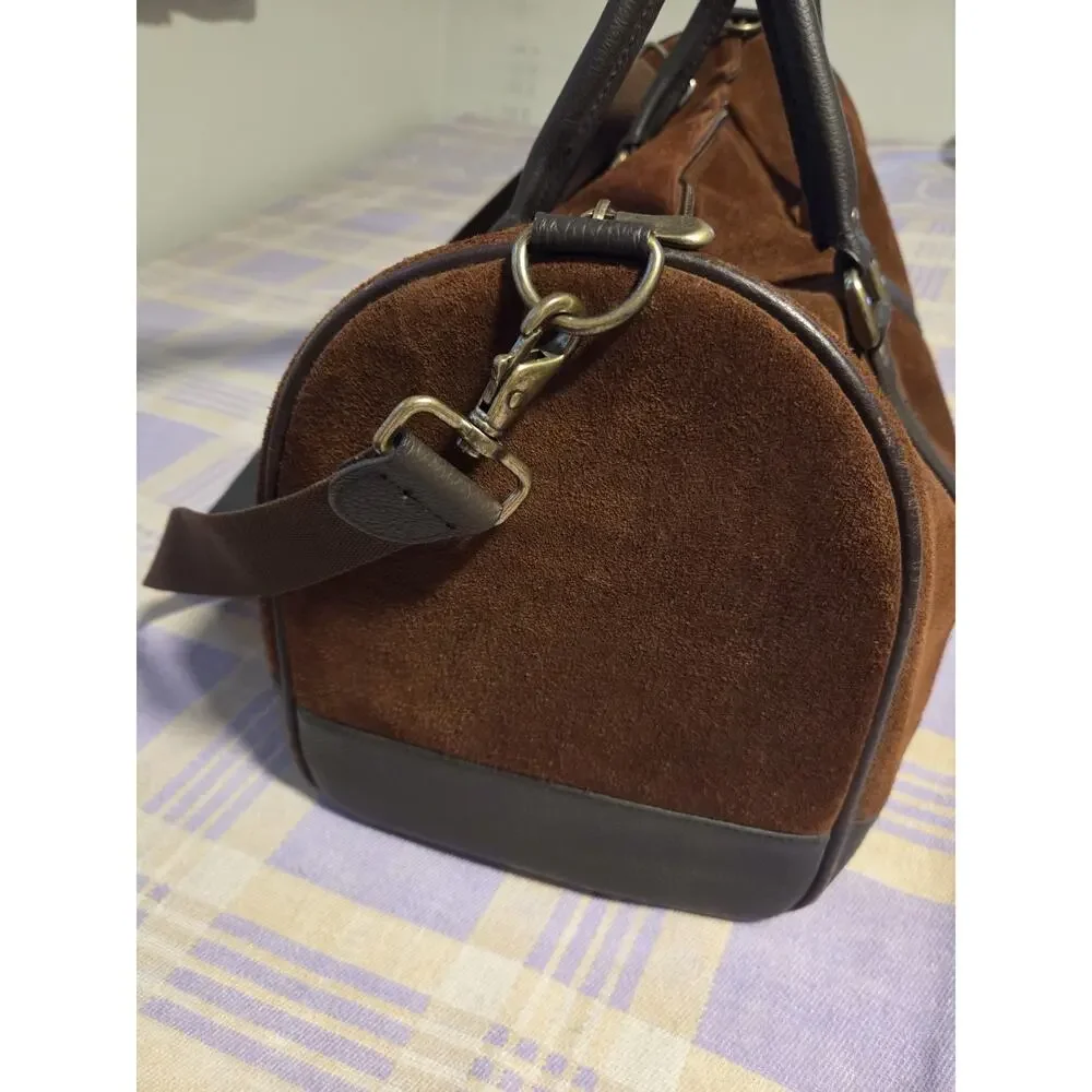 Marlboro Guts Grit Gear Vintage Brown Suede Leather Duffle Bag HEAVY DUTY NWT